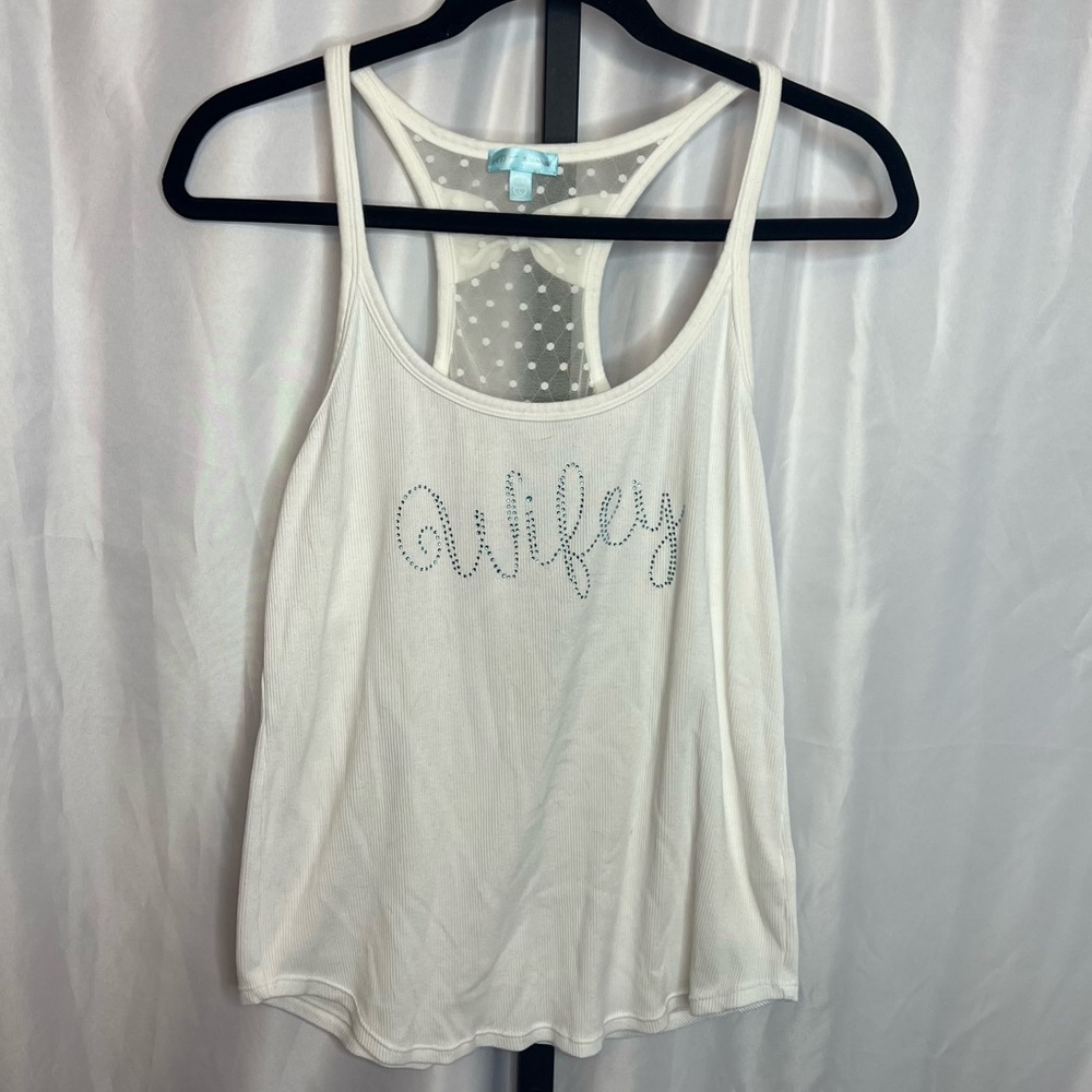 Betsey Johnson Wedding Collection Wifey Racer Back Tank Top, size Large
